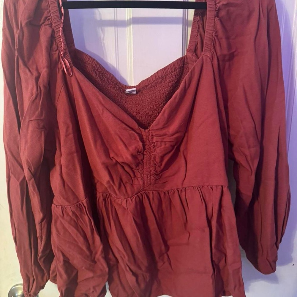 Womens Rust Long-Sleeve Peasant Top Old NAVY SIZE XXL